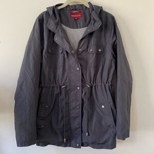 Merona Lightweight Cinch-Waist Water Resistant Jacket Gray Size L